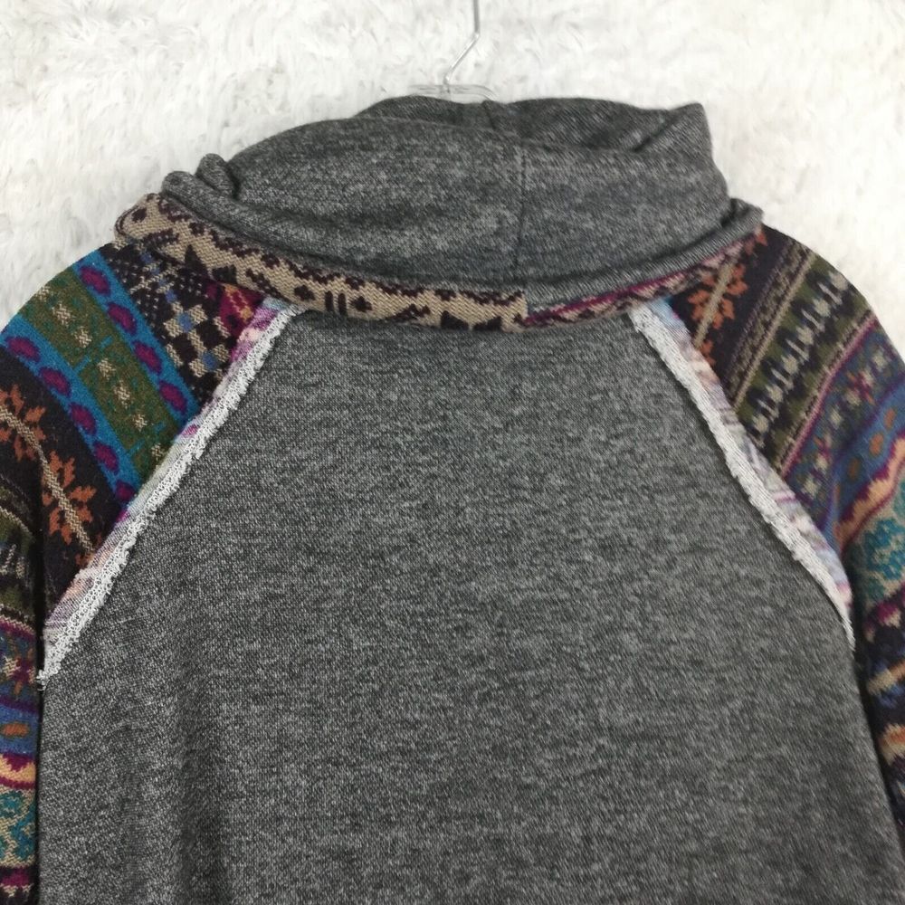 12pm Mon Ami Womens Sweater Cowl Neck Aztec Print‎ Colorblock Gray Multicolor S - Picture 9 of 11